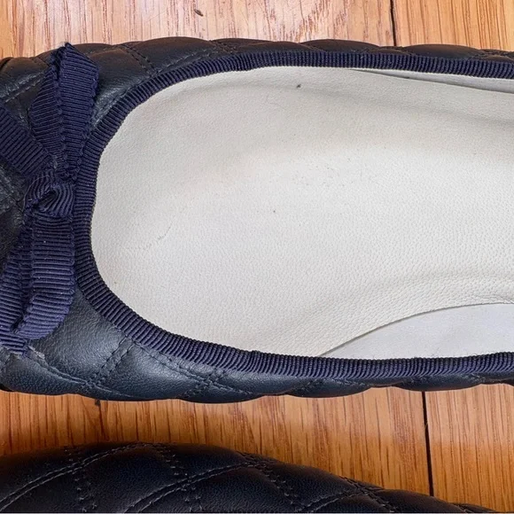 Delman Quilted Leather Ballet Flats in Navy Blue cap toe - Picture 12 of 12